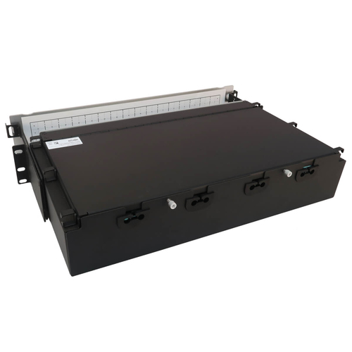 Tripp Lite Preloaded Fiber Patch Panel, 2U - 32x (12F MTP/MPO-PC to 4x LC Duplex F/F) 8F Trunk Cables, OM4 Multimode, 3 m (9.8 ft.)