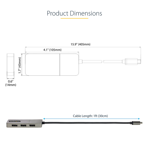 StarTech.com 3-Port USB-C Multi-Monitor Adapter, USB Type-C to 3x DisplayPort 1.4 MST Hub, Triple 4K 60Hz DP Laptop Display Extender / Splitter, HDR, Extra-Long Built-In Cable - Windows Only