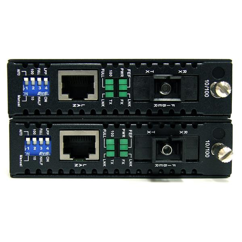 StarTech.com 10/100 Mbps Ethernet Single Mode WDM Fiber Media Converter Kit SC 20km