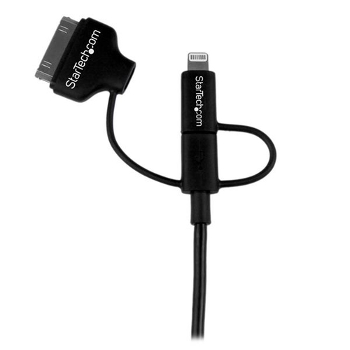 StarTech.com 1 m (3 ft.) 3 in 1 Charging Cable - Multi USB to Lightning or 30-pin Dock or Micro-USB for iPhone / iPad / iPod / Android - Apple MFi Certified - USB 2.0
