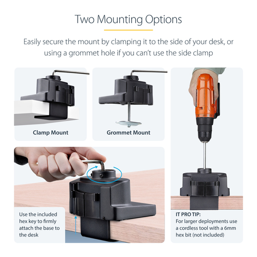 StarTech.com Desk Mount Dual Monitor Arm, Full Motion Monitor Mount for 2x VESA Displays up to 32" (17.6lb/8kg), Height Adjustable, Clamp/Grommet Mount, Mechanical Spring