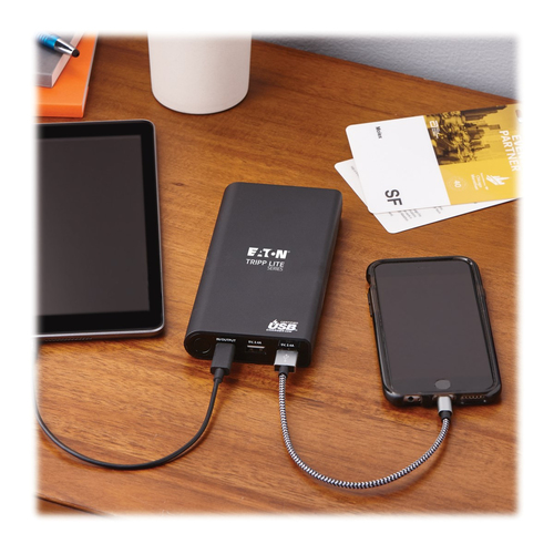 Tripp Lite UPB-20K0-2U1C Portable Charger - 2x USB-A, USB-C with PD Charging, 20,100mAh Power Bank, Lithium-Ion, USB-IF, Black