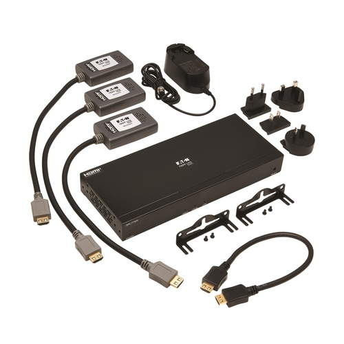 Tripp Lite B127A-004-BHPH3 4-Port HDMI over Cat6 Extender Kit, Splitter/3x Pigtail Receivers - 4K 60 Hz, HDR, 4:4:4, PoC, 230 ft. (70.1 m), TAA