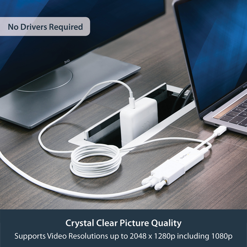 StarTech.com USB C to VGA Adapter with Power Delivery - 1080p USB Type-C to VGA Monitor Video Converter w/ Charging - 60W PD Pass-Through - Thunderbolt 3 Compatible - White