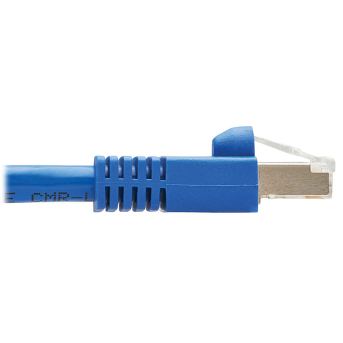 Tripp Lite NM12-6A4-03M-BL M12 X-Code Cat6a 10G F/UTP CMR-LP Shielded Ethernet Cable (Right-Angle M12 M/RJ45 M), IP68, PoE, Blue, 3 m (9.8 ft.)