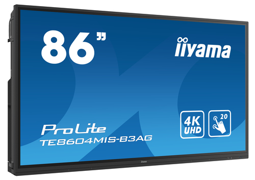 iiyama TE8604MIS-B3AG-REF Signage Display Interactive flat panel 2.17 m (85.6") LED Wi-Fi 400 cd/m² 4K Ultra HD Black Touchscreen Built-in processor Android 9 24/7