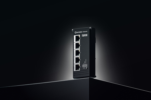 Teltonika NETWORKS TSF010 Flat Ethernet Switch Unmanaged Fast Ethernet (10/100) DIN rail Black