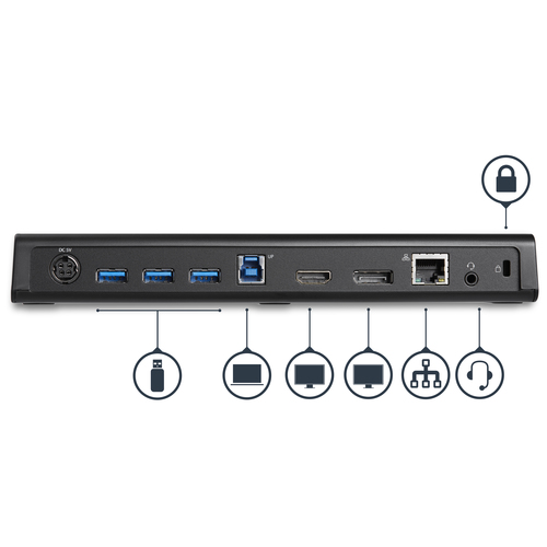 StarTech.com USB 3.0 Docking Station Dual Monitor with HDMI & 4K DisplayPort - USB 3.0 to 4x USB-A, Ethernet, HDMI and DP - USB Type A Universal Laptop Docking Station for Mac & Windows