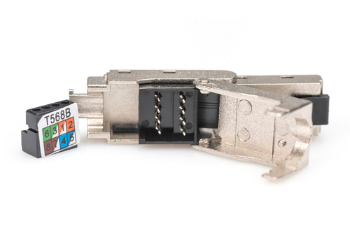 Digitus CAT 6A field connector, angled, STP with dust cap, bend protection