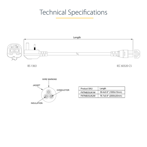 PXTNB3SUK2M - Cables & Adaptors by StarTech.com