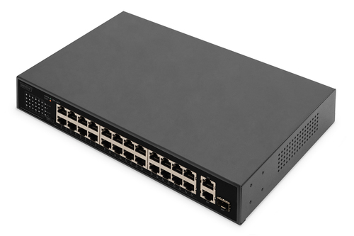 Digitus 24 Port Fast Ethernet PoE Switch , 2 Gigabit Uplinks (RJ45 / SFP)