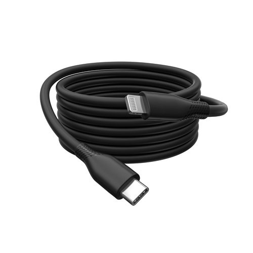 Digitus Lightning silicone connection cable, USB-C - Lightning, 0.5m, black