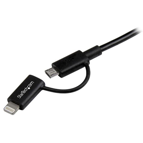 StarTech.com 1 m (3 ft.) 2 in 1 Charging Cable - USB to Lightning or Micro-USB for iPhone / iPad / iPod / Android - Apple MFi Certified - Multi Phone Charger - USB 2.0