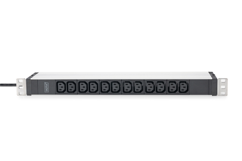 Digitus Socket strip with aluminum profile, 12-way, 2 m cable safety plug