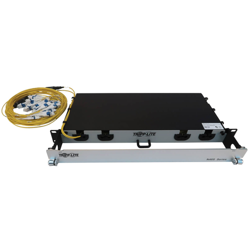 Tripp Lite Preloaded Fiber Panel, 1U - 2x (12x LC/LC Duplex M/M) 24F Trunk Cables, OS2 Singlemode, 10 m (32.8 ft.)