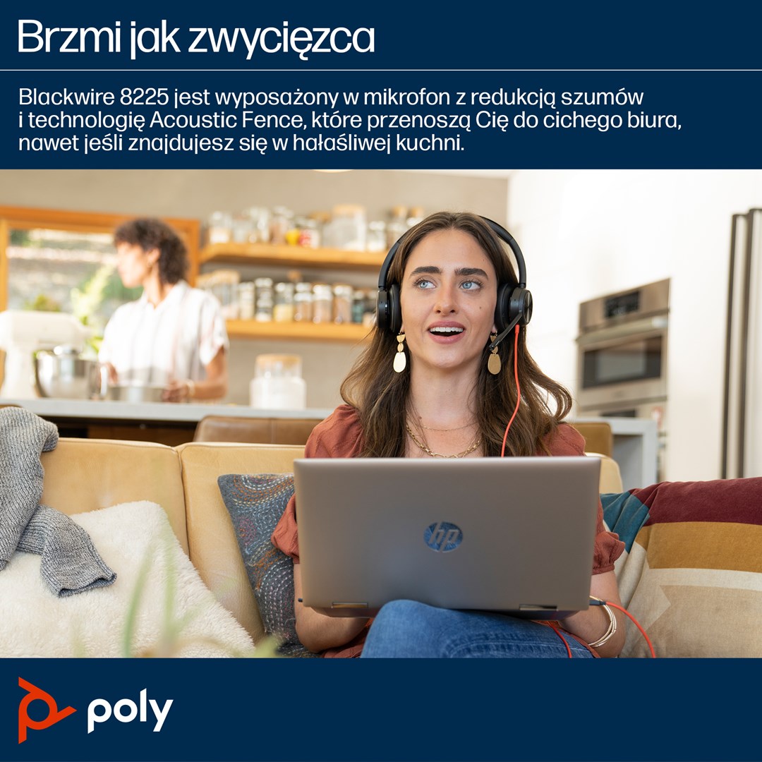Poly Blackwire 8225 Stereo USB-C Headset +USB-C/A Adapter