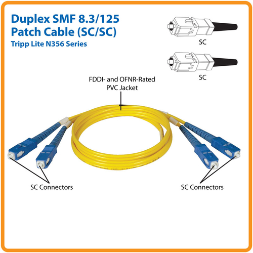 Tripp Lite N356-02M Duplex Singlemode 9/125 Fiber Patch Cable (SC/SC), 2M (6 ft.)