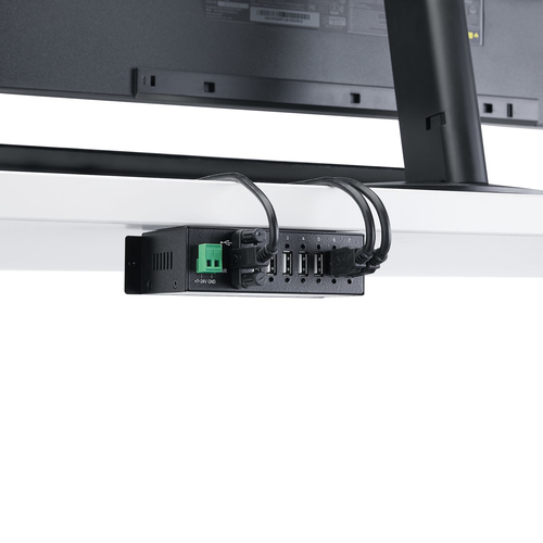 StarTech.com 7-Port USB 2.0 Hub - Metal Industrial USB-A Hub with ESD Protection & 350W Surge Protection - Din Rail, Wall or Desk Mountable - TAA Compliant USB Expander Hub