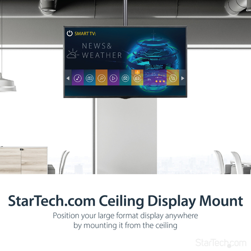 StarTech.com TV Ceiling Mount - Full-Motion Universal Hanging Single Screen Mount with Adjustable Telescopic Long Pole - Tilt / Swivel - VESA Bracket for 32”-75" Displays