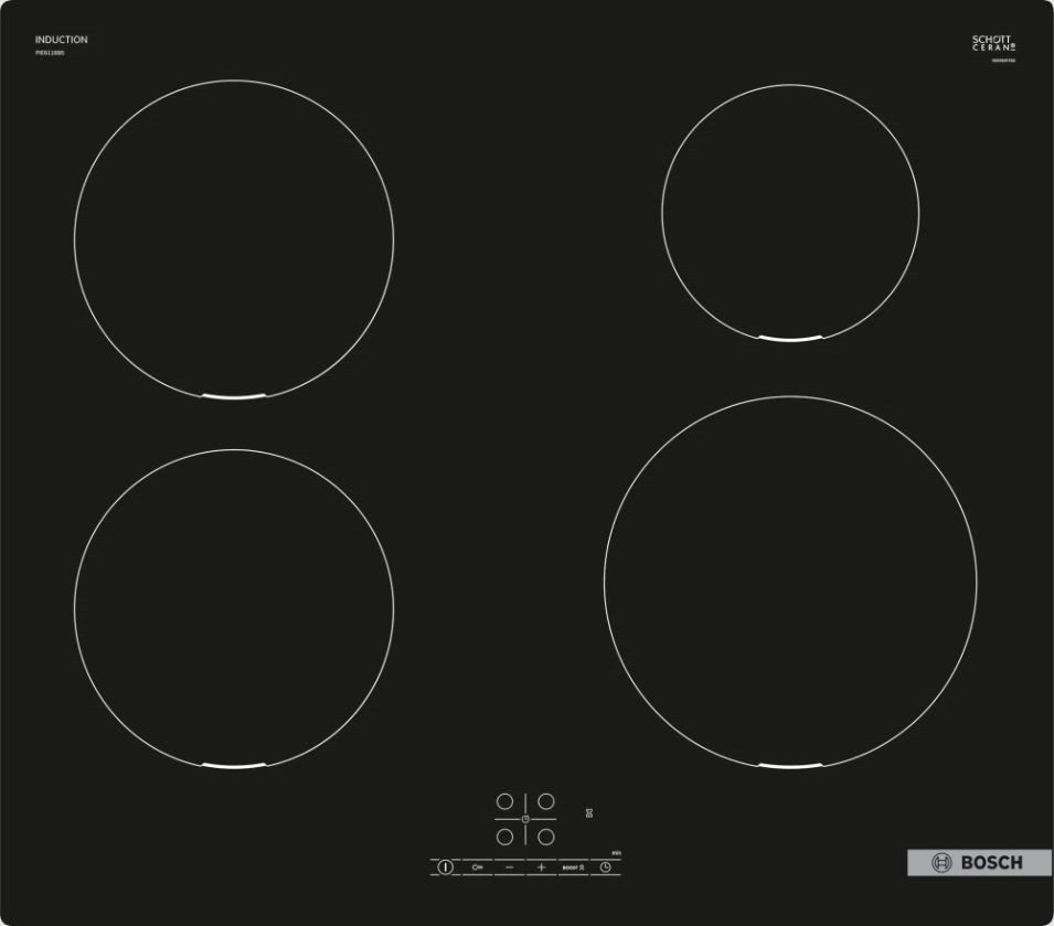 Bosch PIE611BB5E hob Black Built-in 60 cm Zone induction hob 4 zone(s)