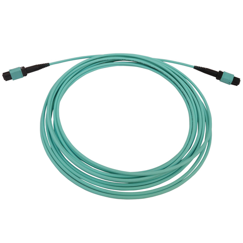 Tripp Lite N844B-05M-12-P 40/100/400G Multimode 50/125 OM3 Fiber Optic Cable (12F MTP/MPO-PC F/F), LSZH, Aqua, 5 m (16.4 ft.)