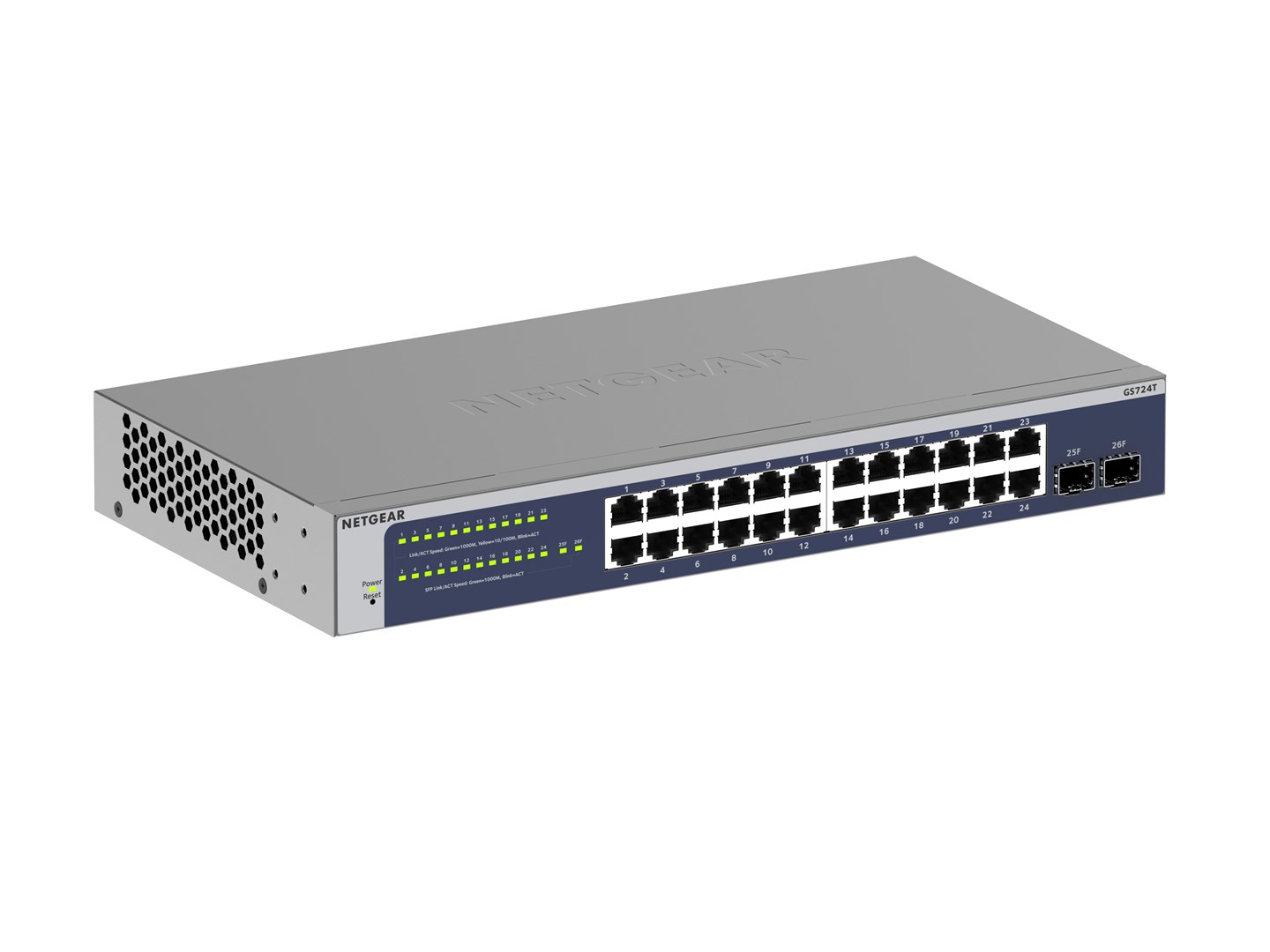 NETGEAR GS724Tv6 Managed L2+/L3 Gigabit Ethernet (10/100/1000) 1U Blue, Grey