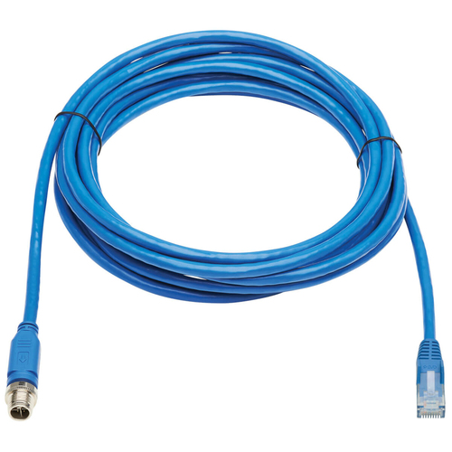 Tripp Lite NM12-602-10M-BL M12 X-Code Cat6 1G UTP CMR-LP Ethernet Cable (M12 M/RJ45 M), IP68, PoE, Blue, 10 m (32.8 ft.)