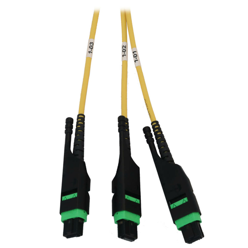 Tripp Lite Preloaded Fiber Panel, 1U - 4x (3x8F MTP/MPO-APC F/F) 24F Trunk Cables, OS2 Singlemode, 10 m (32.8 ft.)