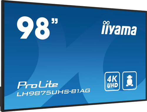 iiyama 98" 4K UHD Professional Digital Signage display featuring Android OS, iiSignage² and OPS PC slot