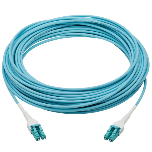 Tripp Lite N821-15M-AQ-AR 100G Duplex Multimode 50/125 OM4 Armored Fiber Optic Cable (LC/LC Duplex M/M), LSZH, Aqua, 15 m (49.2 ft.)