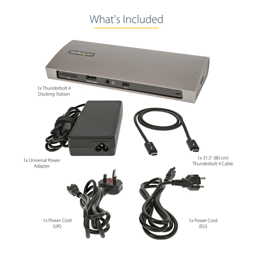 StarTech.com Thunderbolt 4 Dock, 96W Power Delivery, Single 8K/Dual Monitor 4K 60Hz, 3xTB4/USB4 ports, 4xUSB-A, SD, GbE, Thunderbolt 4 Docking Station for Windows or TB3 MacBook, 0.8m Cable