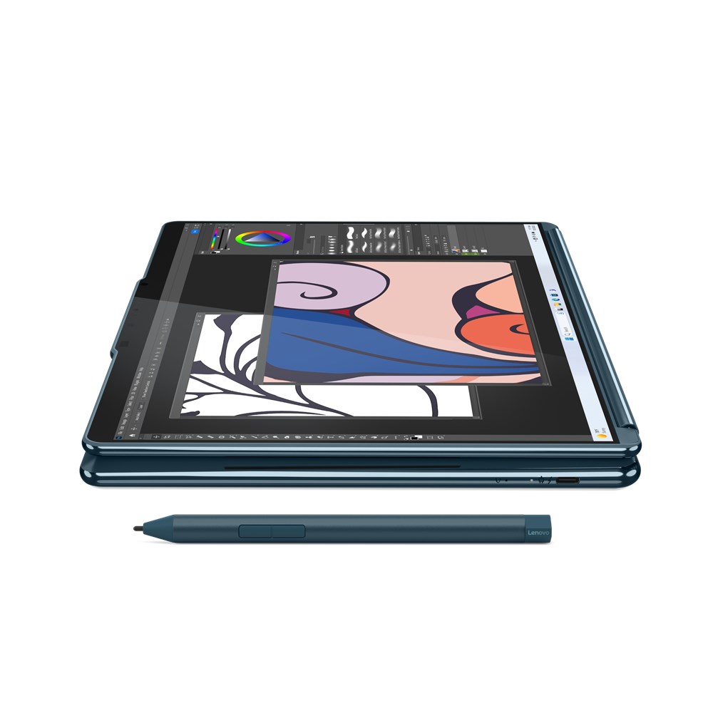 Lenovo Yoga Book 9 13IMU9 Intel Core Ultra 7 155U Hybrid (2-in-1) 33.8 cm (13.3") Touchscreen 2.8K 32 GB LPDDR5x-SDRAM 512 GB SSD Wi-Fi 6E (802.11ax) Windows 11 Home Teal + Lenovo B210 (GX40Q17225)