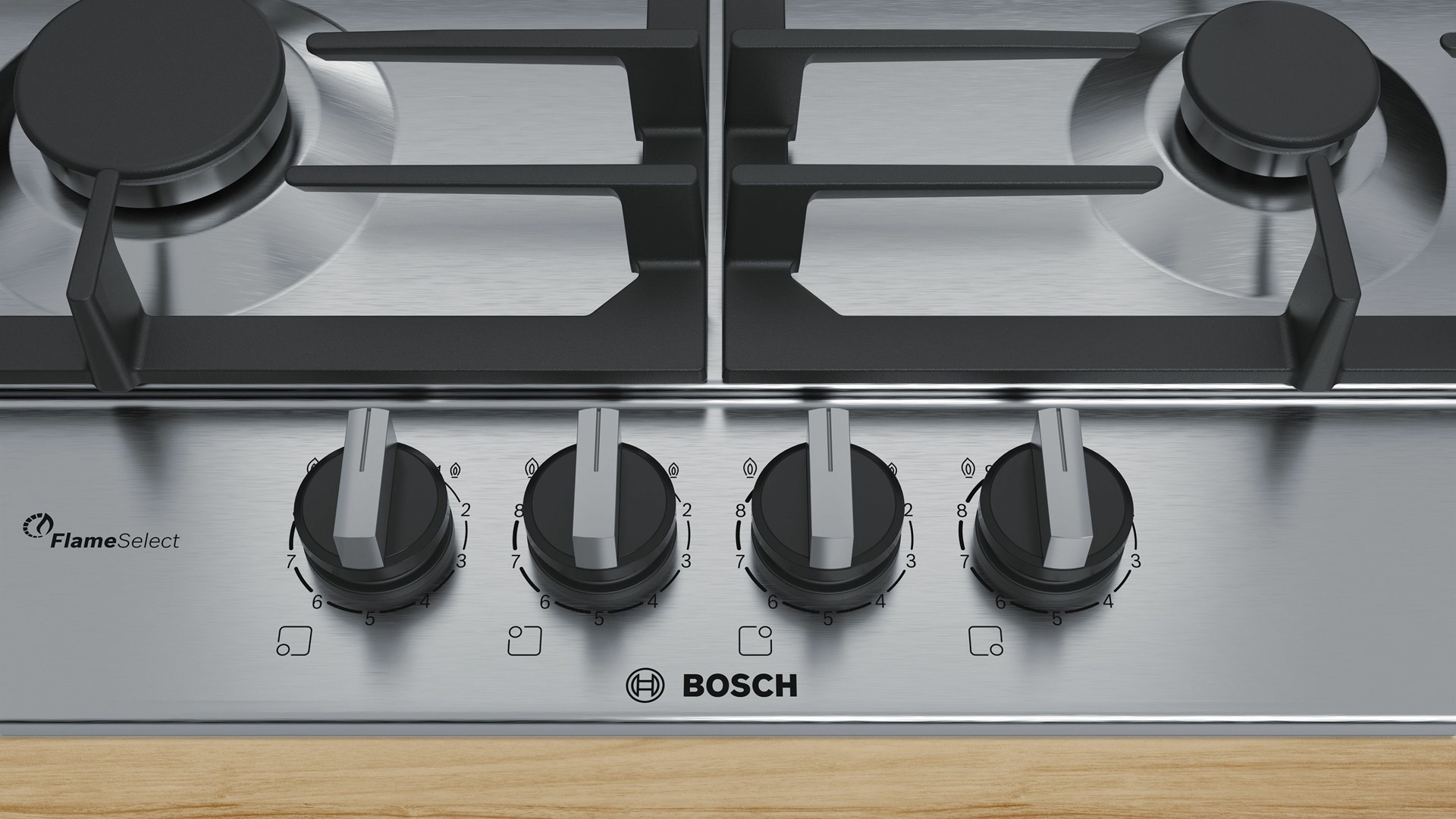 Bosch Serie 6 PCH6A5B90 hob Stainless steel Built-in 60 cm Gas 4 zone(s)