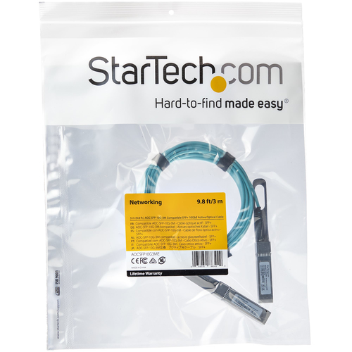 StarTech.com Dell EMC AOC-SFP-10G-3M Compatible 3m/9.84ft 10G SFP+ to SFP+ AOC Cable - 10GbE SFP+ Active Optical Fiber - 10Gbps SFP Plus/Mini GBIC/Transceiver Module Cable - ~Dell EMC AOC-SFP-10G-3M Compatible 3m/9.84ft 10G SFP+ to SFP+ AOC Cable - 10GbE SFP+ Active Optical Fiber - 10Gbps SFP Plus/Mini GBIC/Transceiver Module Cable -