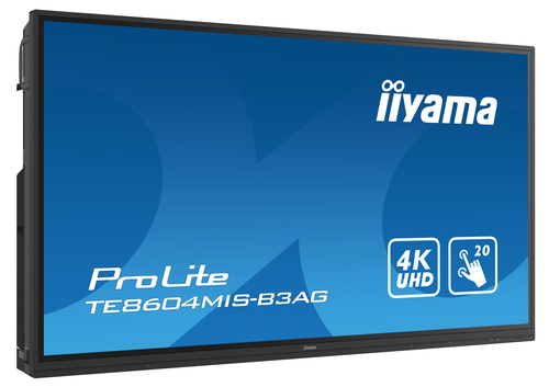 iiyama TE8604MIS-B3AG-REF Signage Display Interactive flat panel 2.17 m (85.6") LED Wi-Fi 400 cd/m² 4K Ultra HD Black Touchscreen Built-in processor Android 9 24/7