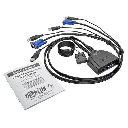 Tripp Lite B032-VU2 2-Port USB/VGA Cable KVM Switch with Cables and USB Peripheral Sharing