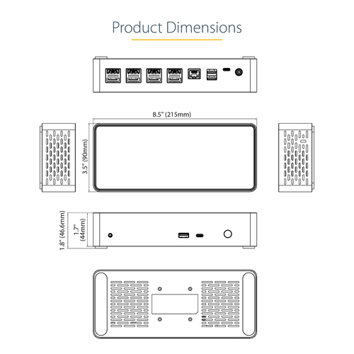 StarTech.com USB C Dock - 4K 60Hz Quad Monitor DisplayPort & HDMI - Universal USB-C Docking Station with 100W Power Delivery - USB Hub with 1x USB Type-C & 3x USB-A, Ethernet, Audio