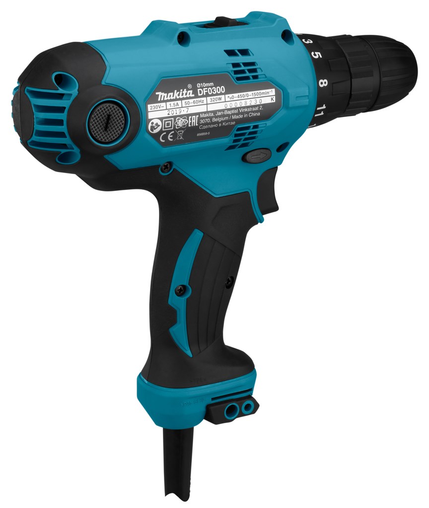 Makita DF0300 drill 1500 RPM Keyless 1.2 kg Black  Blue