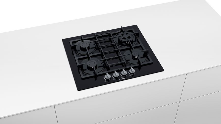 Bosch Serie 4 PNH6B6B90 hob Black Built-in 60 cm Gas 4 zone(s)