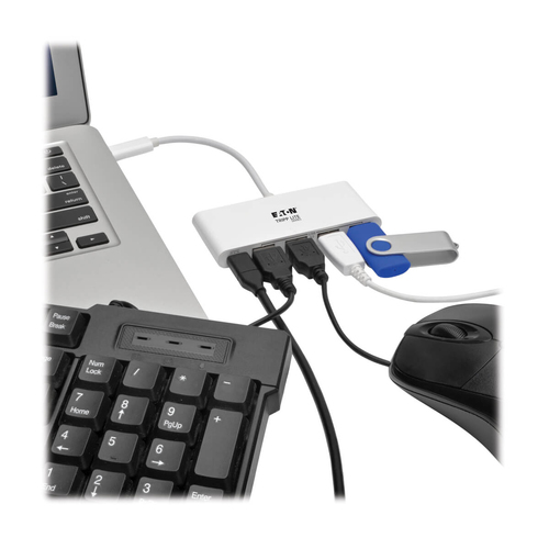 Tripp Lite U460-004-4A-C 4-Port USB-C Hub, USB 3.x (5Gbps), 4x USB-A Ports, 60W PD Charging, White