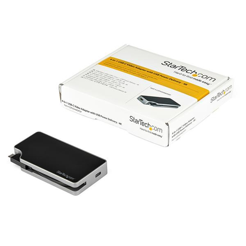 StarTech.com USB C Multiport Video Adapter - 4K 60Hz UHD Portable 5-in-1 USB Type C to HDMI 2.0, Mini DisplayPort, VGA or DVI (1080p) - 95W PD Passthrough - Cable Management - Aluminum