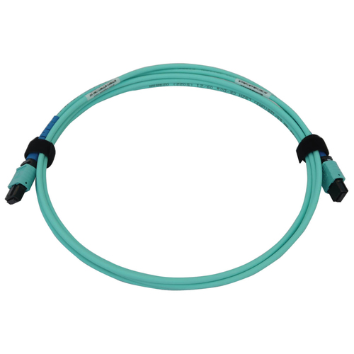 Tripp Lite N846B-02M-24-P 40/100/400G Multimode 50/125 OM3 Fiber Optic Cable (24F MTP/MPO-PC F/F), LSZH, Aqua, 2 m (6.6 ft.)