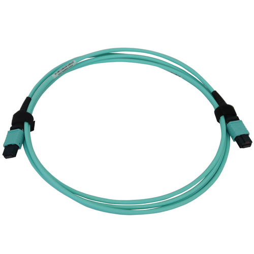 Tripp Lite N844B-02M-12-P 40/100/400G Multimode 50/125 OM3 Fiber Optic Cable (12F MTP/MPO-PC F/F), LSZH, Aqua, 2 m (6.6 ft.)