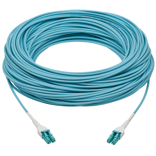 Tripp Lite N821-75M-AQ-AR 100G Duplex Multimode 50/125 OM4 Armored Fiber Optic Cable (LC/LC Duplex M/M), LSZH, Aqua, 75 m (246 ft.)