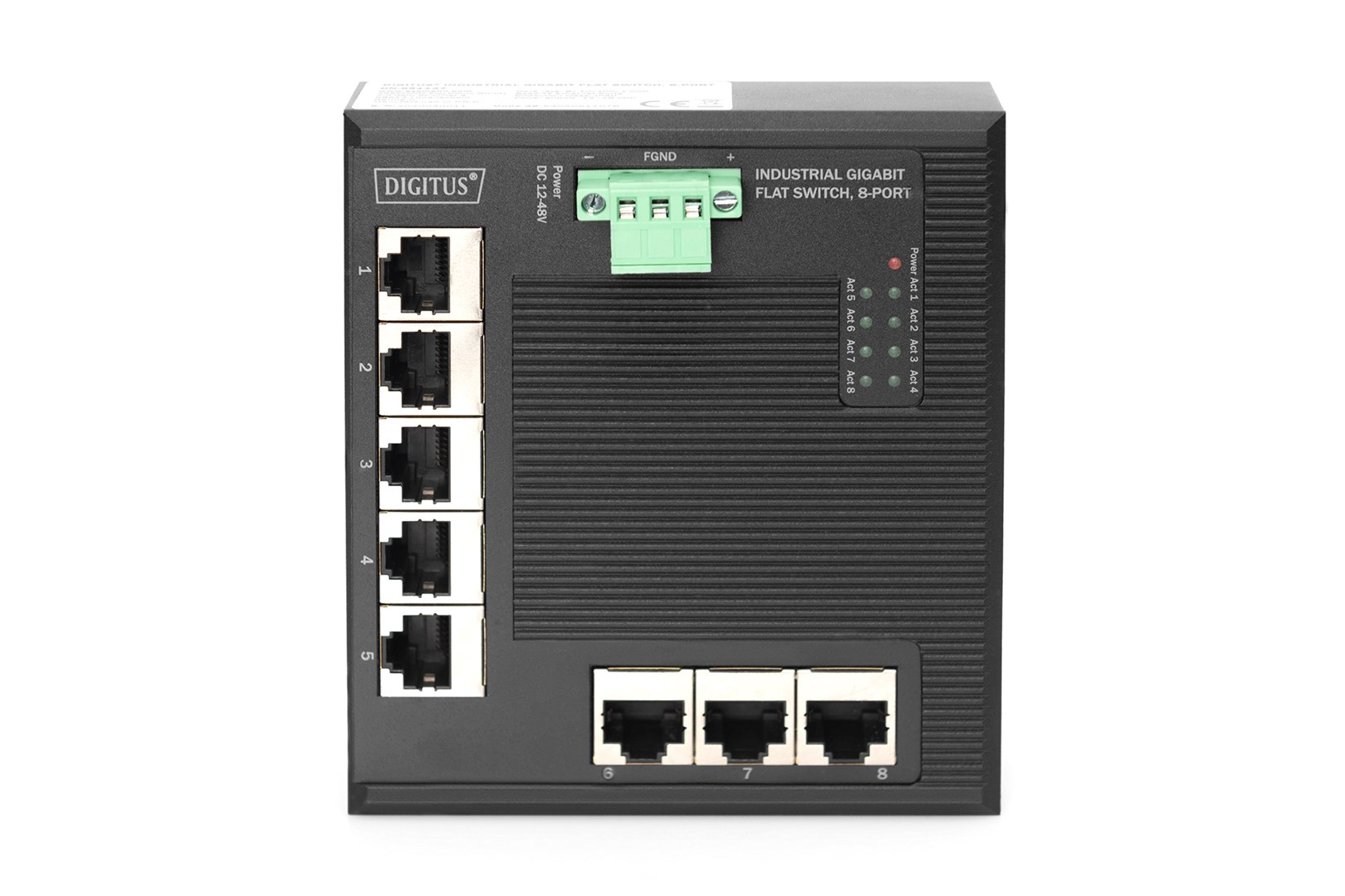 Digitus 8 Port Gigabit Ethernet Network Switch, Flat, Industrial, Unmanaged