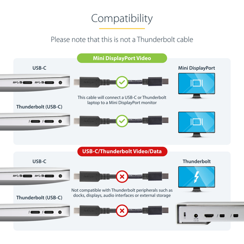 StarTech.com 1 m (3.3 ft.) USB-C to Mini DisplayPort Cable - 4K 60Hz - Black
