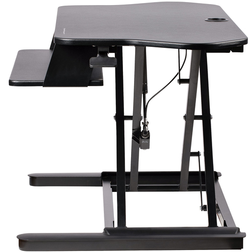 StarTech.com Corner Sit Stand Desk Converter with Keyboard Tray - Large Surface (35" x 21") - Height Adjustable Ergonomic Desktop/Tabletop Standing Workstation - Supports Dual Monitors