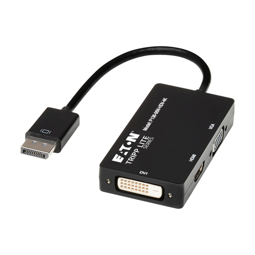 Tripp Lite P136-06N-HDV-4K DisplayPort to VGA/DVI/HDMI All-in-One Converter Adapter, DP ver 1.2, 4K 30 Hz HDMI