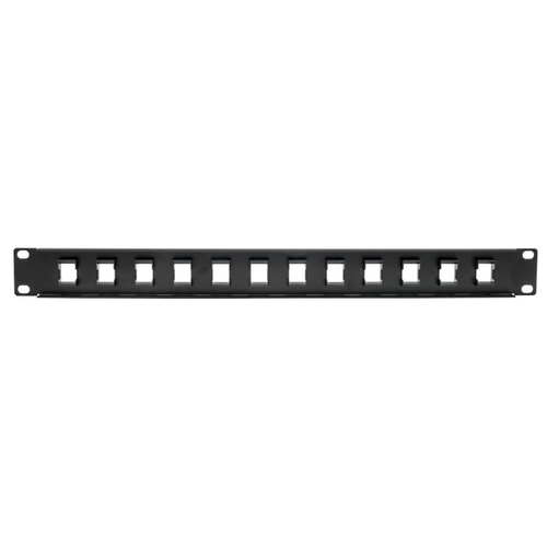 Tripp Lite N062-012-KJ 12-Port 1U Rack-Mount Unshielded Blank Keystone/Multimedia Patch Panel, RJ45 Ethernet, USB, HDMI, Cat5e/6