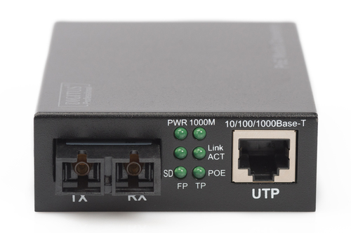 Digitus Gigabit PoE media converter, RJ45 / SC, MM, PSE